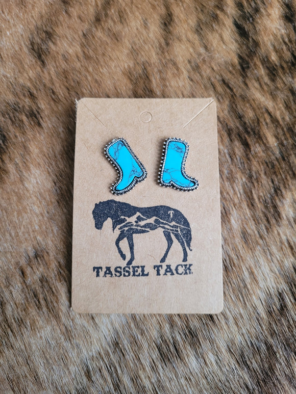Turquoise cowboy boot stud earrings