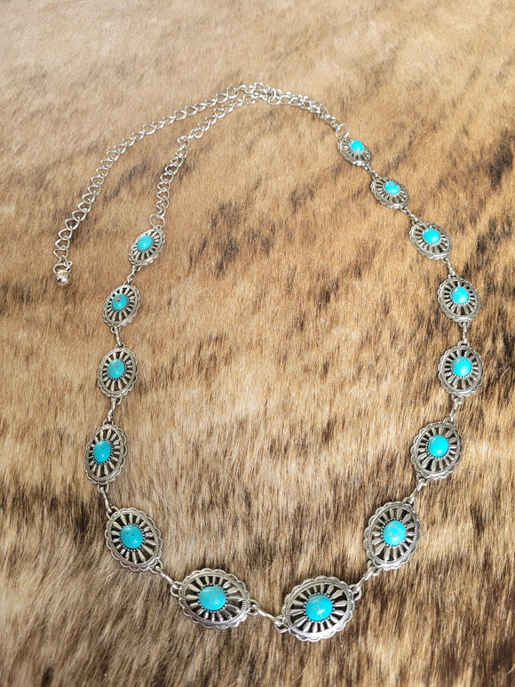 Concho belt with turquoise