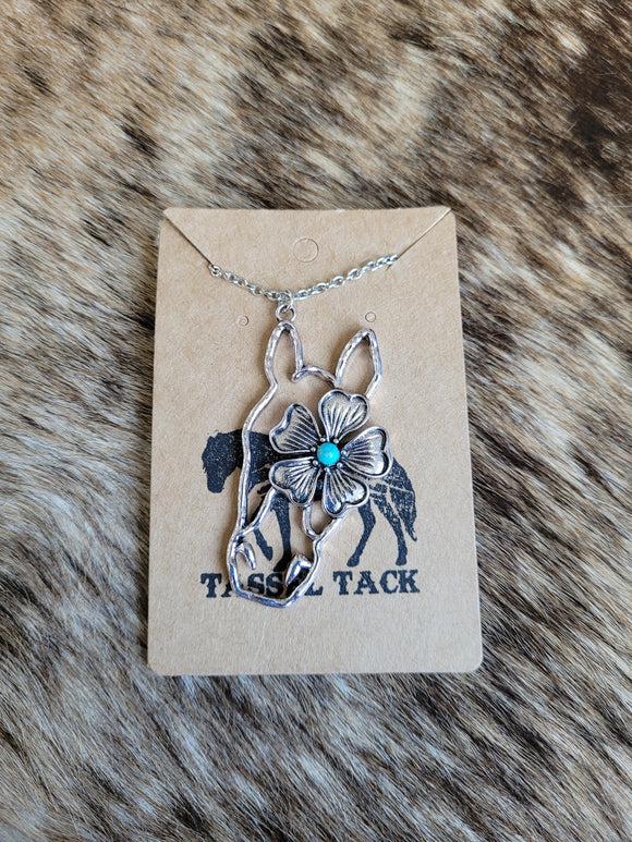 Horse head with turquoise flower necklace