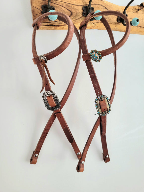 Hot oiled one ear headstall w/ fancy hardware