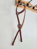 Hot oiled one ear headstall w/ fancy hardware