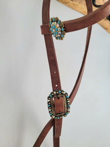 Hot oiled one ear headstall w/ fancy hardware