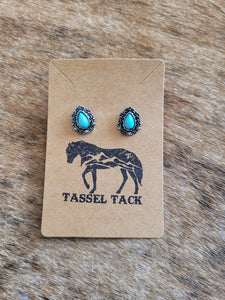 Teardrop turquoise stud earrings