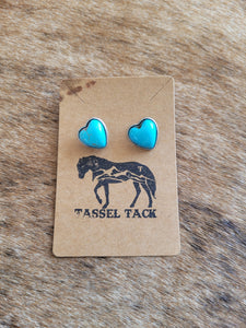 Turquoise heart stud earrings