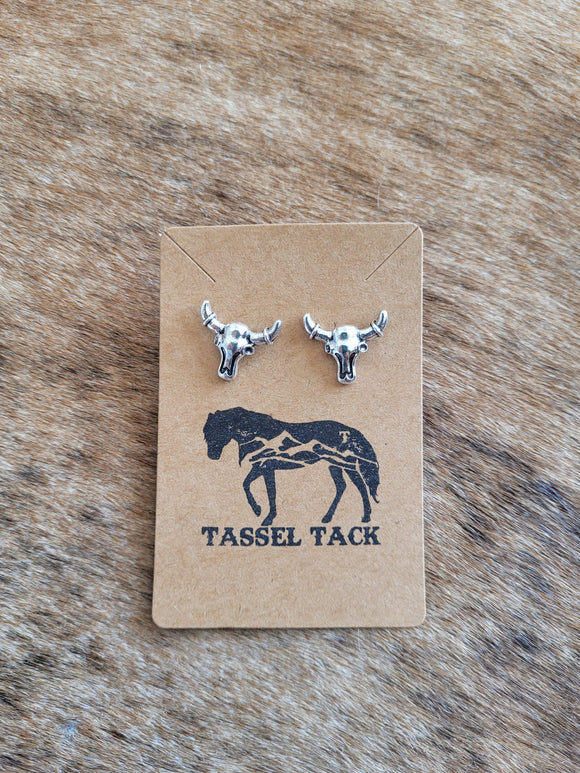 Cow skull stud earrings