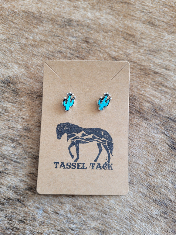 Turquoise cactus stud earrings