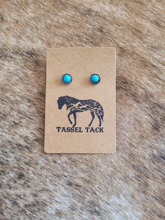 Turquoise round stud earrings