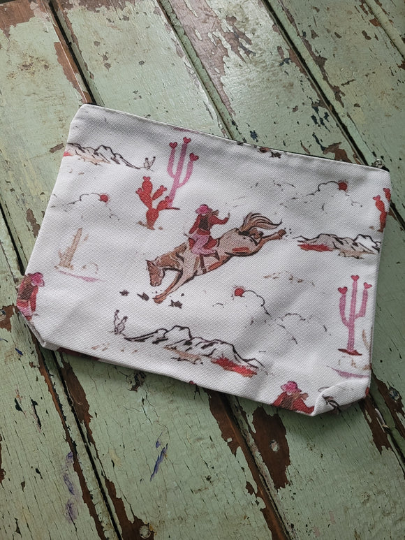 Broncs and cactus makeup bag