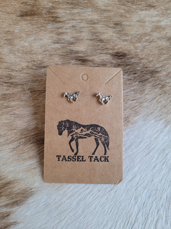 Mini running horse stud earrings