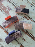 Genuine cowhide claw hair clips - large