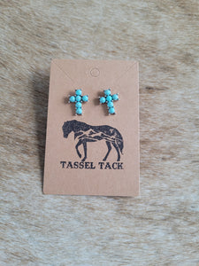 Crosses with turquoise stud earrings