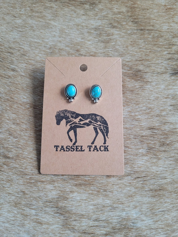 Turquoise oval stud earrings