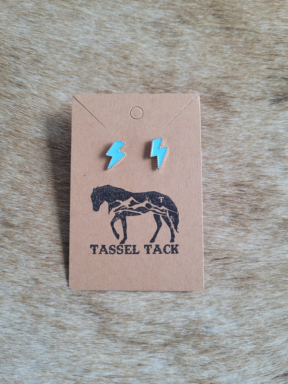 Turquoise lightning bolt stud earrings