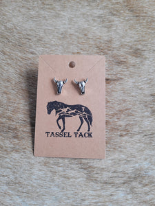 Cow skull stud earrings