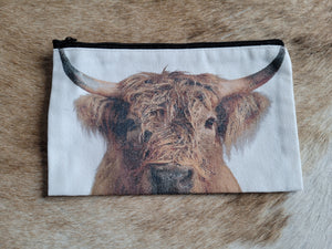 Highland cow makeup bag