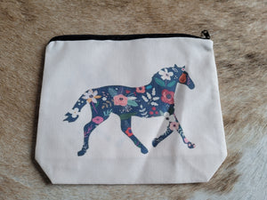 Floral horse makeup bag