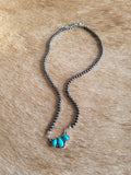 Turquoise cluster necklace with Navajo pearls - faux