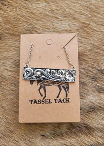 Tooled bar necklace