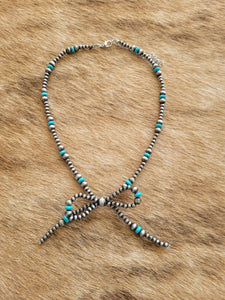 Navajo pearl bow and turquoise necklace - faux