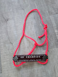 Custom leather noseband on muletape halter