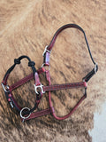 Leather buckstitched rope nose halter w/ custom name plate