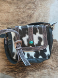 Cowhide purse with tooling - grey