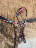 Black gator buckstitch tack set