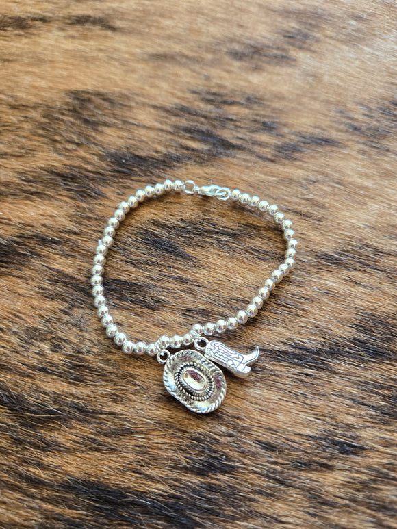 Silver beads with charms bracelet