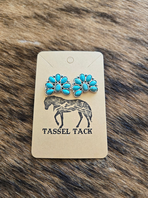 Turquoise squash cluster stud earrings