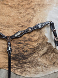 Black leather breastcollar with genuine cowhide inlay