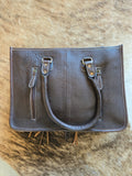 Cowhide and tooled leather messenger bag/purse - brown