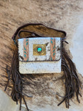 Cowhide fringe crossbody purse