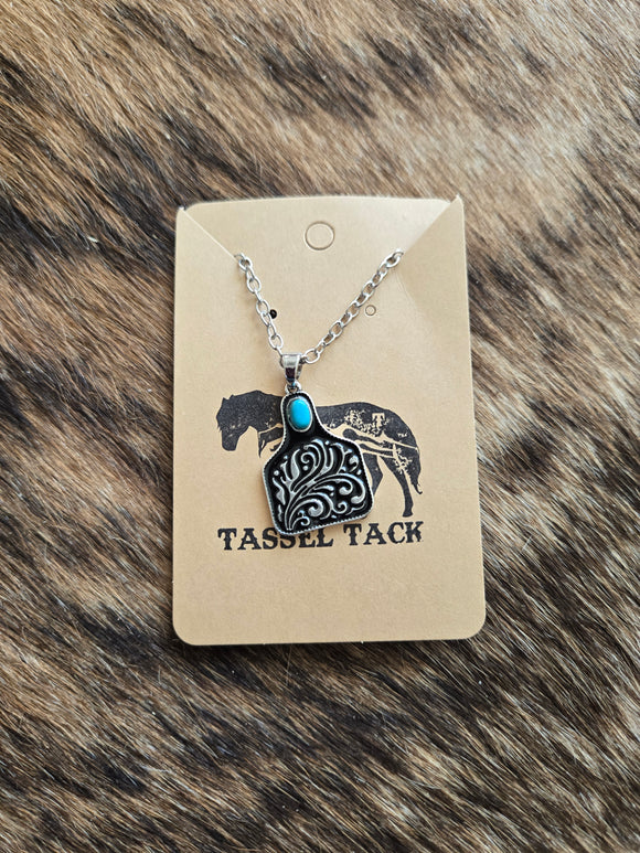 Cow tag necklace