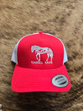 Tassel Tack snap back hat - red/white