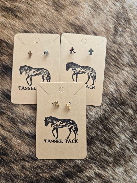 Mini cross stud earrings