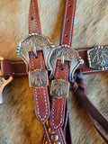 Brass thunderbird w/ leather finge tack set
