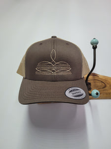 Boot stitch snapback with mesh back hat