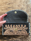 Tooled buckstitch bifold wallet