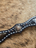 Black leather breastcollar with genuine cowhide inlay