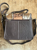Tooled leather and cowhide purse