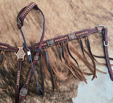 Brass thunderbird w/ leather finge tack set