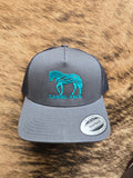 Tassel Tack snap back hat - black/teal