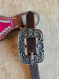 Leather tack set - hot pink succulents