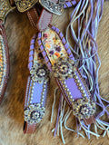 Leather tack set - lavender succulents
