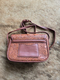 Tooled zippered crossbody purse