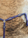 Purple leather breastcollar with turquoise gator print inlay