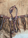 Brass thunderbird w/ leather finge tack set