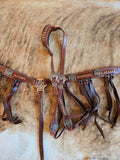 Brass thunderbird w/ leather finge tack set