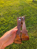 Wooden stirrups - dark wood stain