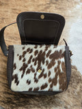 Cowhide purse with tooling - brown
